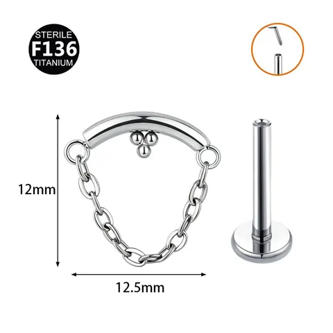 F136 Titan Labret Stecker Body Piercing Schmuck Mit Kettenanhänger Strass Eingelegt Ohrknorpel Tragus Lippenstecker Punk Accessoire