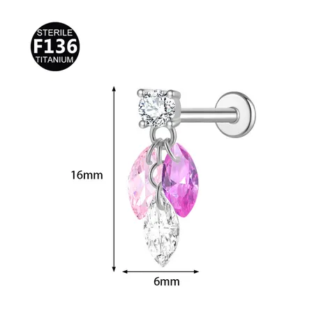 F136 Titan Zirkonia Piercing Schmuck Marquise Wassertropfen Anhänger Labret Stecker Ohrring Innengewinde Körperschmuck Für Damen Herren
