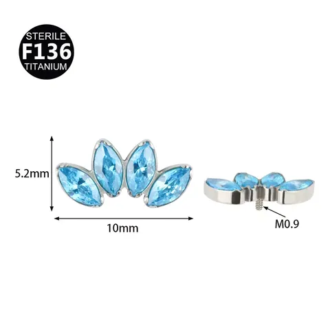 F136 Titanium Marquise Zirconia Opal Body Piercing Jewelry Labret Stud Cartilage Earring Clear Silver Gold