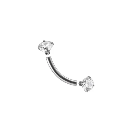 Stainless Steel Curved Barbell Eyebrow Ring Body Piercing Jewelry With Rhinestone Ball