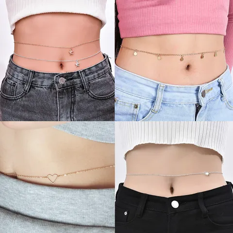 Sexy Stainless Steel Heart Waist Chain For Women Simple Beach Jewelry Starfish Star Artificial Pearl Body Chain Accessory