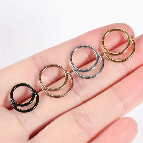 Edelstahl Mond 3-Lagig Kugel Spitze Septum Clicker Nasenring Ohrknorpel Piercing Körperschmuck