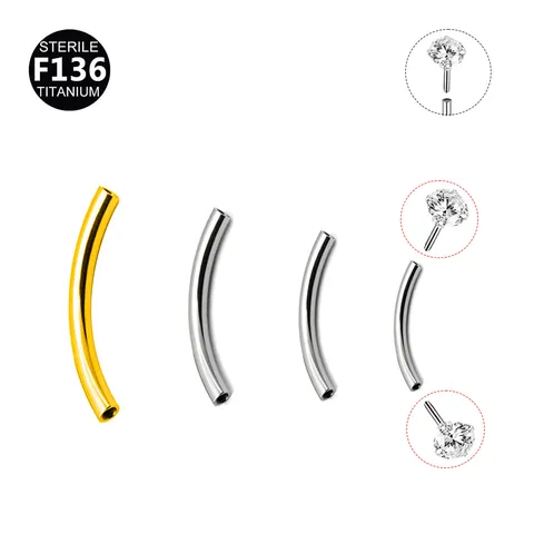 F136 Titanlegierung Gebogener Stab Piercing Schmuck Ersatzteile Für Bauchnabelpiercing Augenbrauenpiercing Mit Innengewinde Zubehör