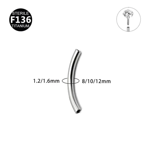 F136 Titanlegierung Gebogener Stab Piercing Schmuck Ersatzteile Für Bauchnabelpiercing Augenbrauenpiercing Mit Innengewinde Zubehör