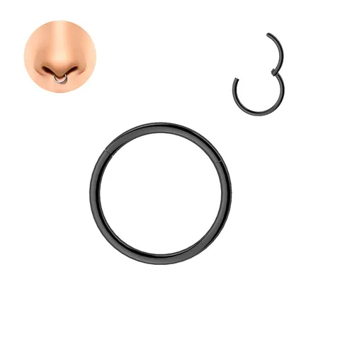 Titanium Alloy Hinged Segment Nose Ring Hoop For Men Women Seamless Septum Clicker Piercing Body Jewelry Minimalist Round Ring