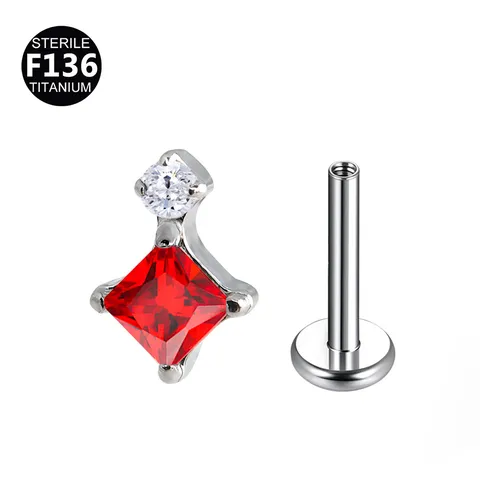Titanlegierung Strass Piercing Schmuck Innengewinde Flache Rückseite Labret Ohrknorpelringe Katze Schmetterling Dolch Lippenstecker Körperschmuck Unisex