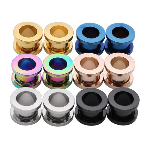 Minimalistisch Edelstahl Schraubgewinde Fleischtunnel Ohr Expander Ohrring Basic Geometrisch Körperschmuck Für Unisex Geschenk
