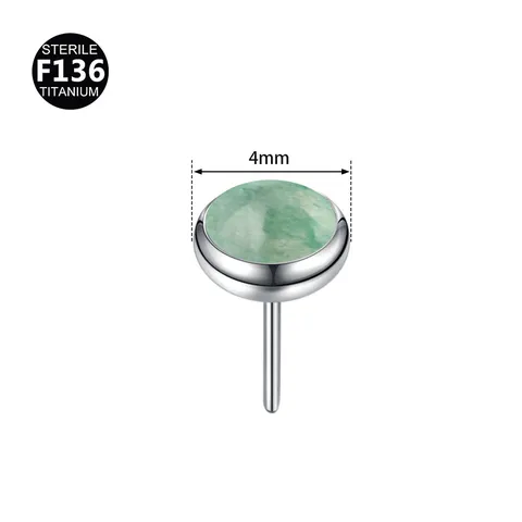 F136 Titanium Natural Stone Labret Stud Top Only Piercing Accessory Tiger Eye Cat Eye Gemstone Threadless Top For Lip Ear Jewelry