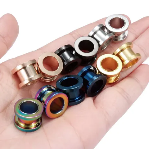 Minimalistisch Edelstahl Schraubgewinde Fleischtunnel Ohr Expander Ohrring Basic Geometrisch Körperschmuck Für Unisex Geschenk