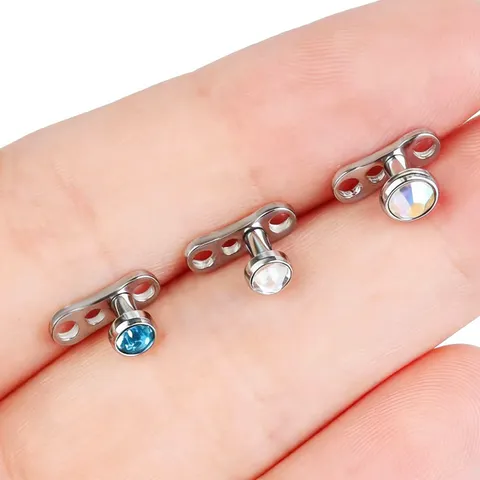 G23 Titanium Dermal Anchor Top Zirconia Flat Bottom Skin Diver Microdermal Piercing Jewelry For Women Men Internally Threaded Base Accessory