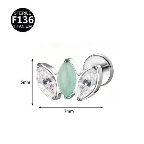 F136 Titan Marquise Aventurin Augen Piercing Stecker Lippen Ohrknorpel Strass Körperschmuck