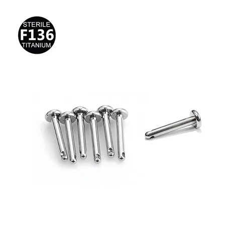 F136 Titanium Side Threaded Adjustable Lip Stud Base Flat Post Body Piercing Jewelry Earring Accessories Replacement Parts