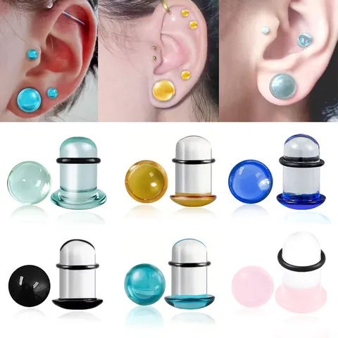 Glas Pilz Ohr Expander Piercing Schmuck Mit Gummi O-Ring Taper Stecker Ohrring Nasenstecker Für Body Jewelry Zubehör