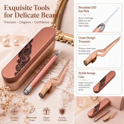 LED Ear Wax Removal Tool Stainless Steel Earwax Cleaner With Magnifying Glass Professional Ear Care For Adults Kids