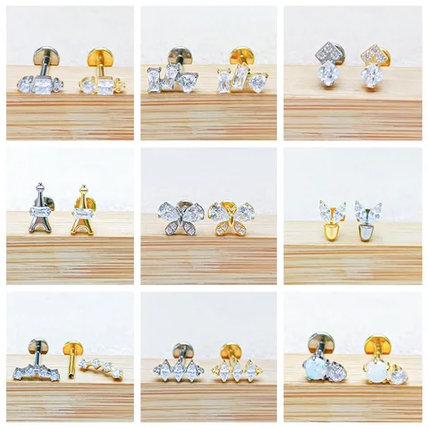 F136 G23 Titan Labret Lippenring Schmetterling Herz Eiffelturm Knorpel Ohrstecker Punk Körper Piercing Schmuck Für Damen Herren