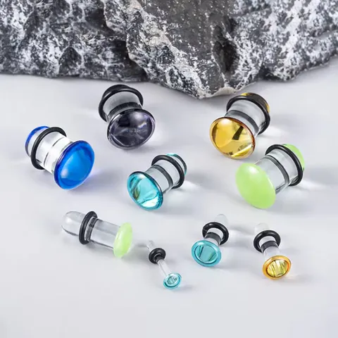 Glas Pilz Ohr Expander Piercing Schmuck Mit Gummi O-Ring Taper Stecker Ohrring Nasenstecker Für Body Jewelry Zubehör
