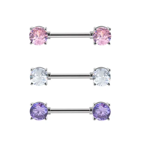 Stainless Steel Nipple Ring Round Rhinestone Barbell Body Piercing Jewelry For Women Trendy Barbell Piercing Stud Body Jewelry