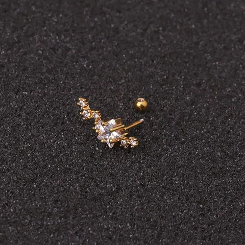 Boucles d'Oreilles Clous de Cartilage en Acier Inoxydable Strass Étoile pour Femme Piercing Helix Argent Or Or Rose Bijoux