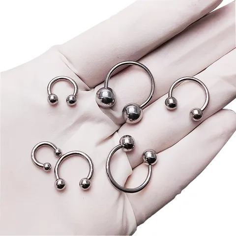 G23 Titanium Internal Thread Horseshoe Ring Circular Barbell Nose Ring Lip Ring Piercing Body Jewelry For Men Women