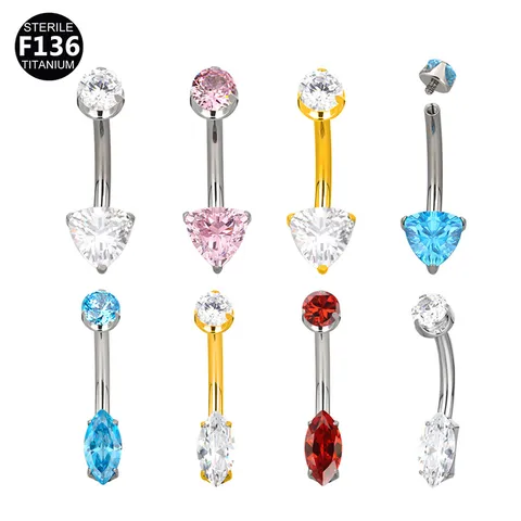 Piercing de Ombligo de Aleación de Titanio con Roscado Interno y Strass Joyas de Cuerpo para Mujer Accesorio de Piercing Marquesa