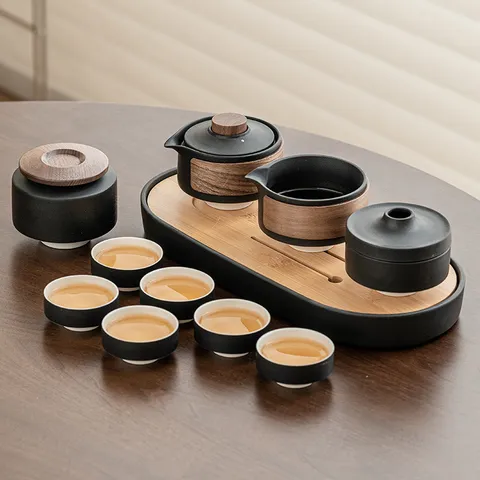 Minimalist Ceramic Kung Fu Teaware Teapot Cups Canister Valued Gift Collection Elegant Porcelain Zen Tea Service