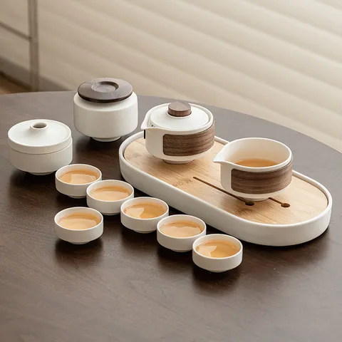 Minimalist Ceramic Kung Fu Teaware Teapot Cups Canister Valued Gift Collection Elegant Porcelain Zen Tea Service