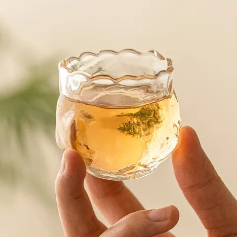 High Temperature Resistant Glass Teacup Transparent Rose Bud Tea Cup Small Tasting Cup Heat-Insulated Glassware For Home