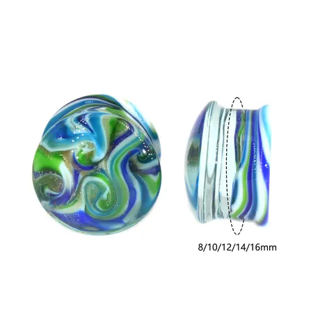 Galaxy Nebula Glas Ohr Tunnel Plugs Leuchtende Double Flare Ohrlehren Irisierende Body Piercing Schmuck Für Unisex Alltag Geschenk