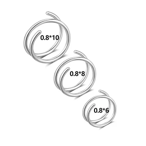 Anneau de Nez Double Couche en Acier Inoxydable Boucle d'Oreille Minimaliste Piercing Cartilage Bijoux Homme Femme Mode
