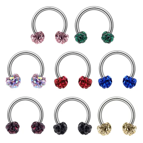 Edelstahl Hufeisen Nasenring Mit Strass Circular Barbell Septum Piercing Ohrring Knorpelstecker Schmuck Für Damen Und Herren