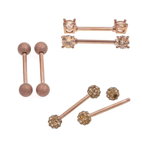 Fashion Stainless Steel Nipple Piercing Barbell Frosted Rhinestone Geometric Body Piercing Jewelry For Men Women Party Decorative Accessories