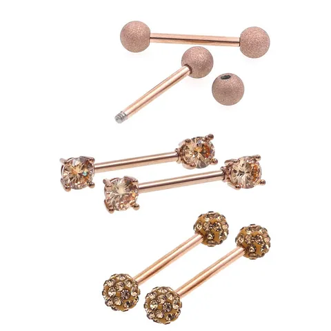 Fashion Stainless Steel Nipple Piercing Barbell Frosted Rhinestone Geometric Body Piercing Jewelry For Men Women Party Decorative Accessories