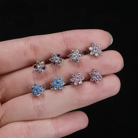 316L Stainless Steel Dermal Anchor Zirconia Flower Cluster Body Piercing Jewelry Stud For Women Unisex Retro Style