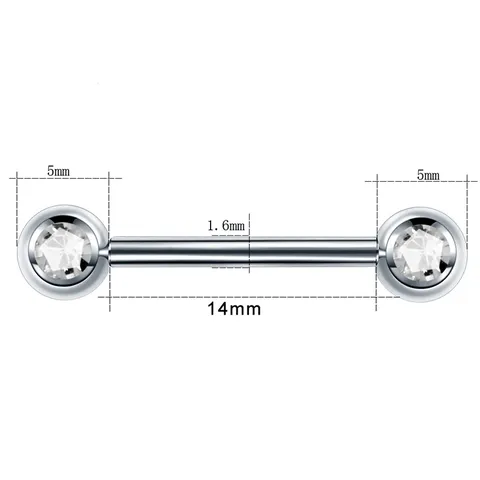 316L Stainless Steel Double Headed Rhinestone Barbell Piercing Jewelry For Tongue And Nipple Fashion Women Body Jewelry