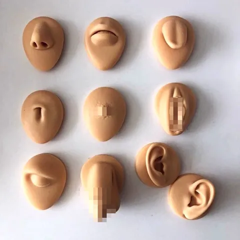 Silicone Body Piercing Model Ear Nose Lip Tongue Navel Nipple Jewelry Display Props Tattoo Practice Model Teaching Tool