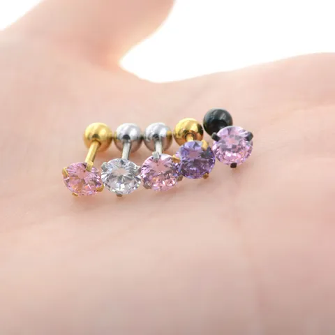 316L Edelstahl Zirkonia Knorpel Ohrstecker Für Herren Damen Unisex Eingelegte CZ Piercing Schmuck Kleine Ohrknorpelstecker