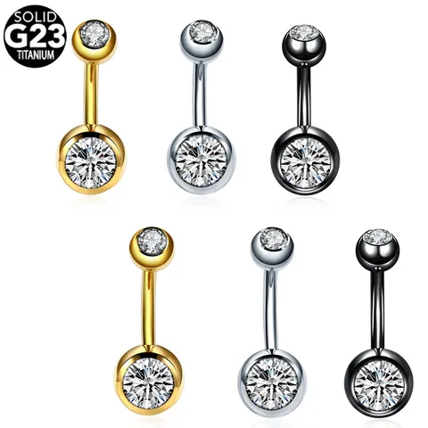 G23 Titanium Zirconia Navel Piercing Belly Button Ring Curved Barbell Body Piercing Jewelry For Women Men