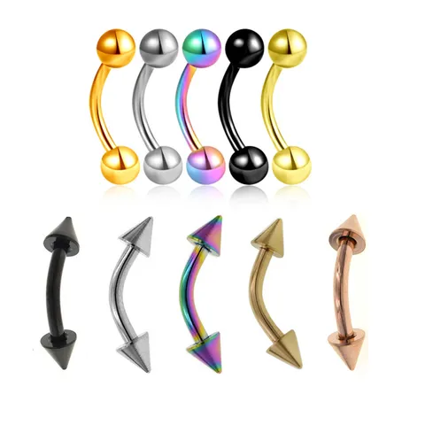 316L Stainless Steel Eyebrow Ring Spike Ball Curved Barbell 14G 16G Punk Body Piercing Jewelry For Unisex Piercing Jewelry