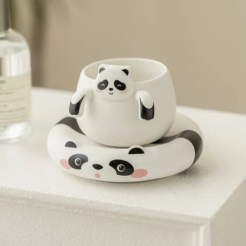 Passoire à Thé en Céramique Panda Créatif Ensemble de Filtres à Thé Animaux de Dessin Animé Accessoires de Thé de Style Chinois Délicats