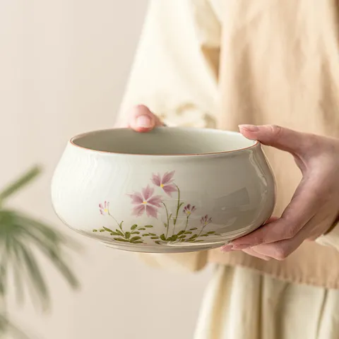 Handgeschilderde Keramiek Madeliefje Theewas Kom Stroas Glazuur Kung Fu Thee Accessoires Grote Penseelwasser Jianshui Voor Thuis