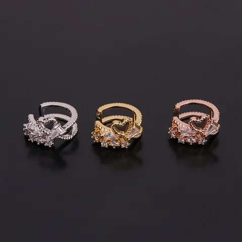 Edelstahl Kreative U-Förmige Knorpel Ohrklemme Eingelegt Zirkonia Nicht Durchlochte Ohrringe Piercing Schmuck Für Damen