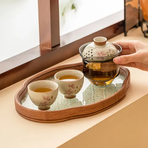Service à Thé de Kung-Fu en Céramique Marguerite Peint à la Main Théière Portable Avec Tasses