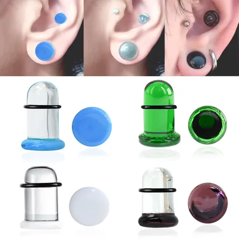Glas Flache Rückseite Ohrstecker Nasenring Ohrstöpsel Pilz Piercing Schmuck Ohr Expander Unisex Körper Accessoire