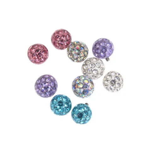 Edelstahl Strass Shamballa Kugel Piercing Zubehör Ersatz Kristall Ton Außengewinde Labret Lippenpiercing Stecker Komponente Unisex Schmuck