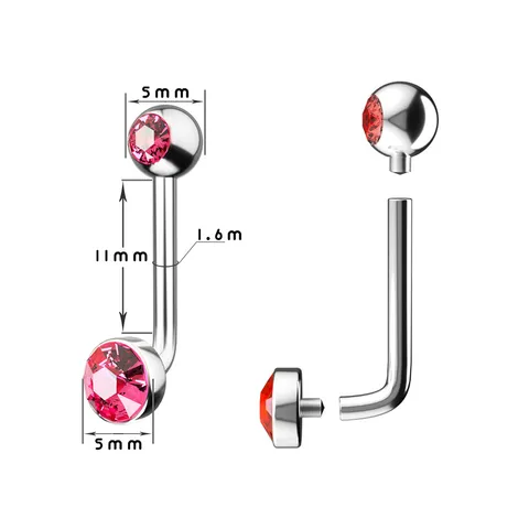 G23 Titanium Belly Button Ring 14G Curved Barbell Piercing Jewelry Zirconia Inlaid Body Piercing Ring For Unisex
