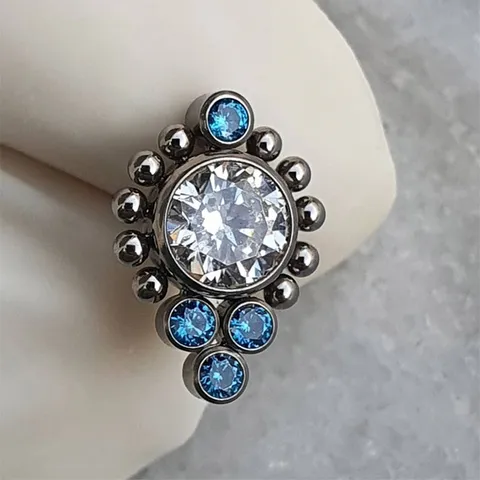 Piercing Labret de Titanio G23 ASTM F136 en Racimo con Ópalo y Circonia Pendiente de Cartílago Joyería Unisex Estilo Punk