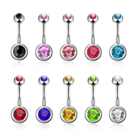 G23 Titan Bauchnabelpiercing Für Damen Herren Gebogener Stab Doppelkopf Zirkonia Piercing Schmuck Nabelring Körperzubehör