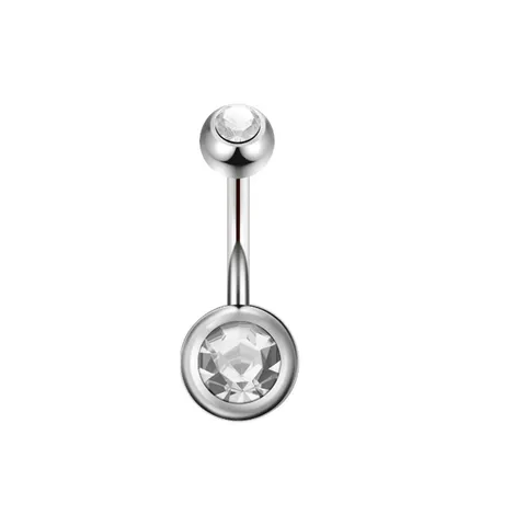 G23 Titan Bauchnabelpiercing Für Damen Herren Gebogener Stab Doppelkopf Zirkonia Piercing Schmuck Nabelring Körperzubehör