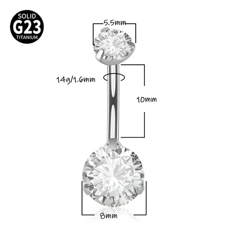 Anelli per Ombelico in Solida Lega di Titanio con Strass Filettatura Interna Bilanciere Curvo Gioielli per Piercing Uomo Donna Accessori per Gioielli Geometrici per il Corpo