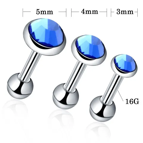 Minimalist 316L Stainless Steel Rhinestone Ear Cartilage Stud Earrings Geometric Screw Ball Back Helix Tragus Piercing Jewelry For Women Men